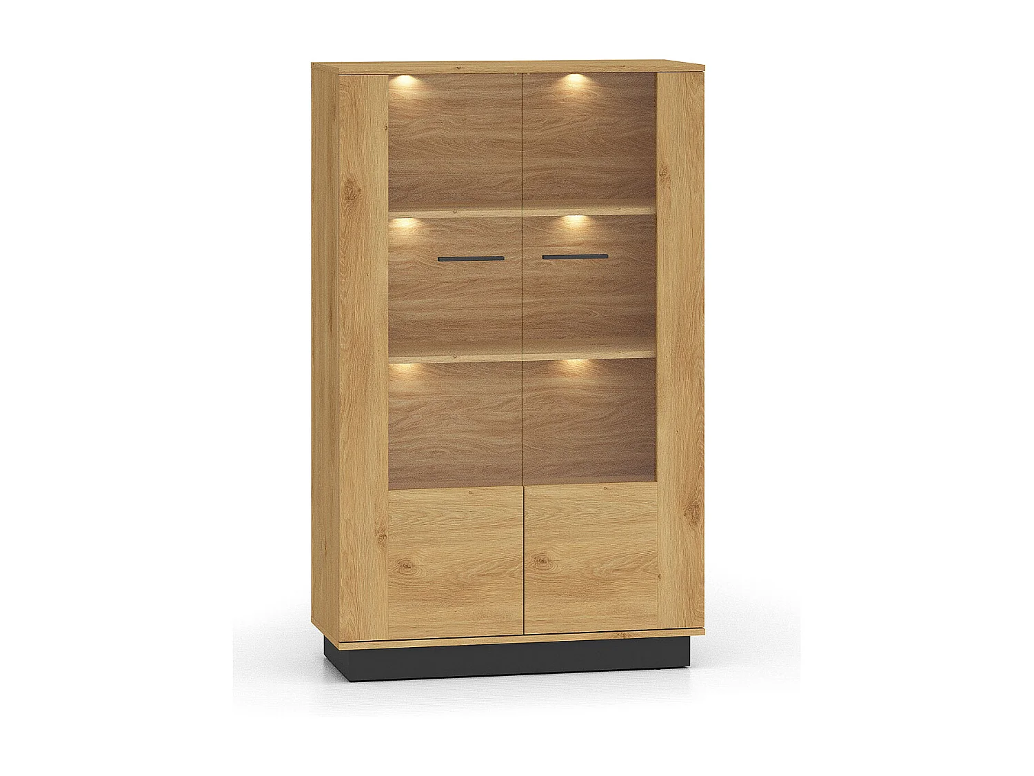 VITRINE Modesto Eiche Style hell / Schwarz 92 / 40 / 149 cm