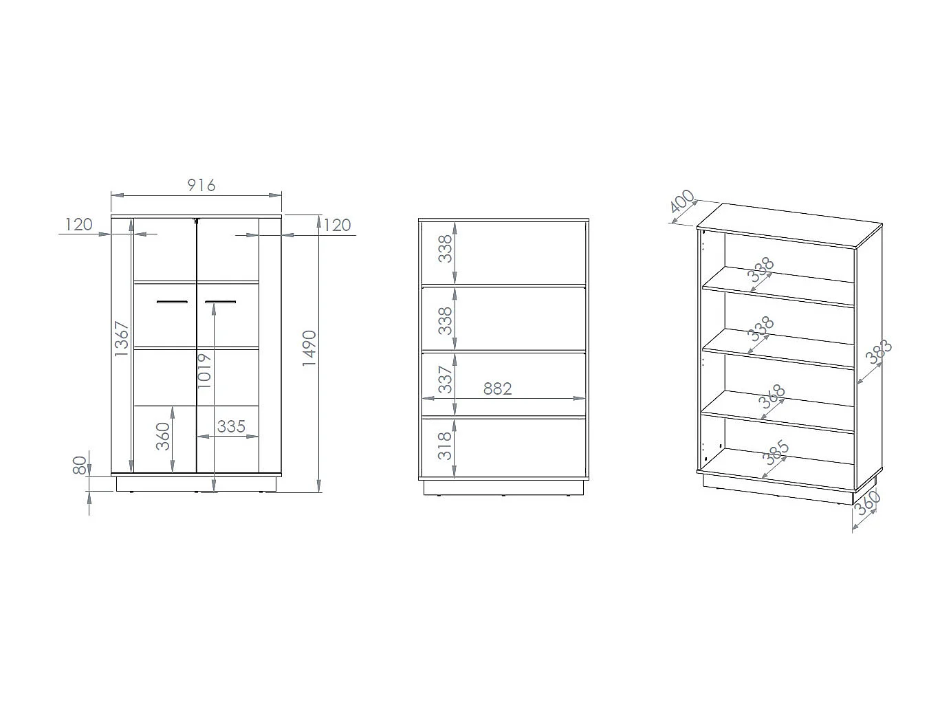 VITRINE Modesto Eiche Style hell / Schwarz 92 / 40 / 149 cm