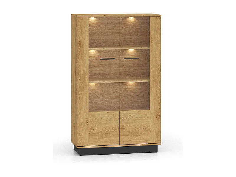 VITRINE Modesto Eiche Style hell / Schwarz 92 / 40 / 149 cm