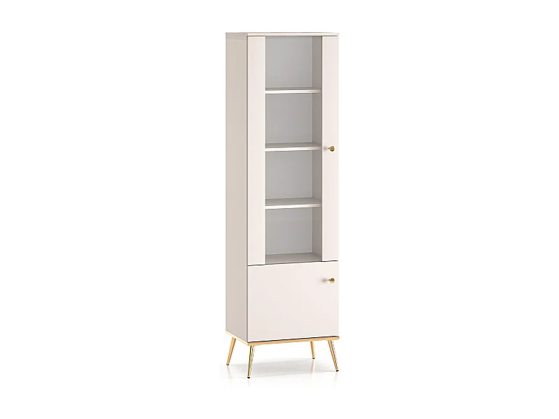 VITRINE Selgin Kaschmir / Gold 55 / 40 / 190cm ohne Beleuchtung