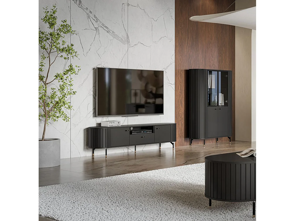 LOWBOARD Zama Schwarz 180 / 40 / 49 cm