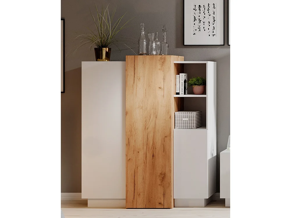 KOMMODE 3D weiß / gold craft oak 110cm / 45 cm / 133,5 cm