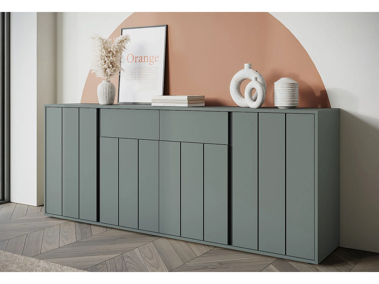 SIDEBOARD Veddel grau-grün / anthrazit 203 / 40 / 82cm