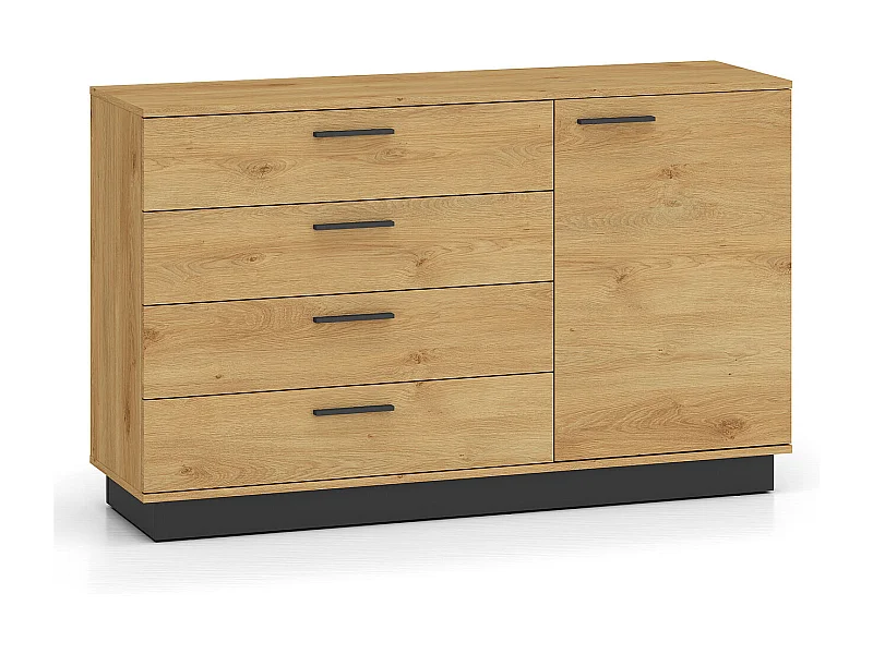 KOMMODE Modesto Eiche Style hell / Schwarz 138 / 40 / 86 cm