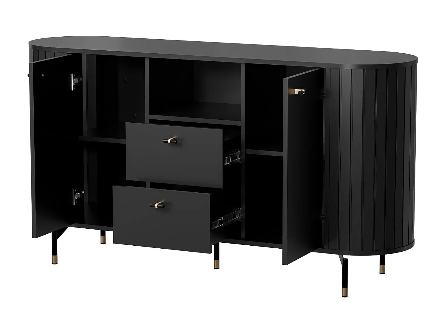 SIDEBOARD Zama Schwarz 150 / 40 / 81 cm