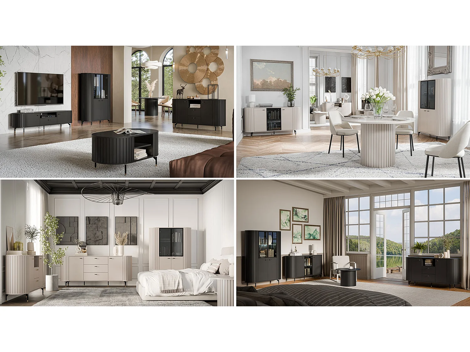 SIDEBOARD Zama Schwarz 150 / 40 / 81 cm