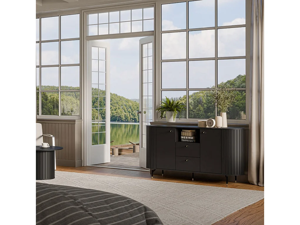 SIDEBOARD Zama Schwarz 150 / 40 / 81 cm