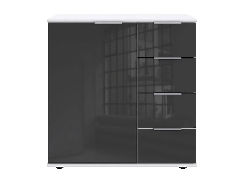 KOMMODE Easy Plus weiß / Grauglas 82 / 41 / 83cm