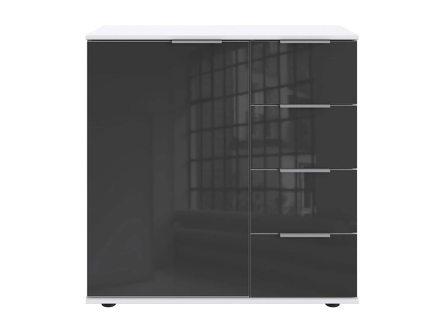 KOMMODE Easy Plus weiß / Grauglas 82 / 41 / 83cm