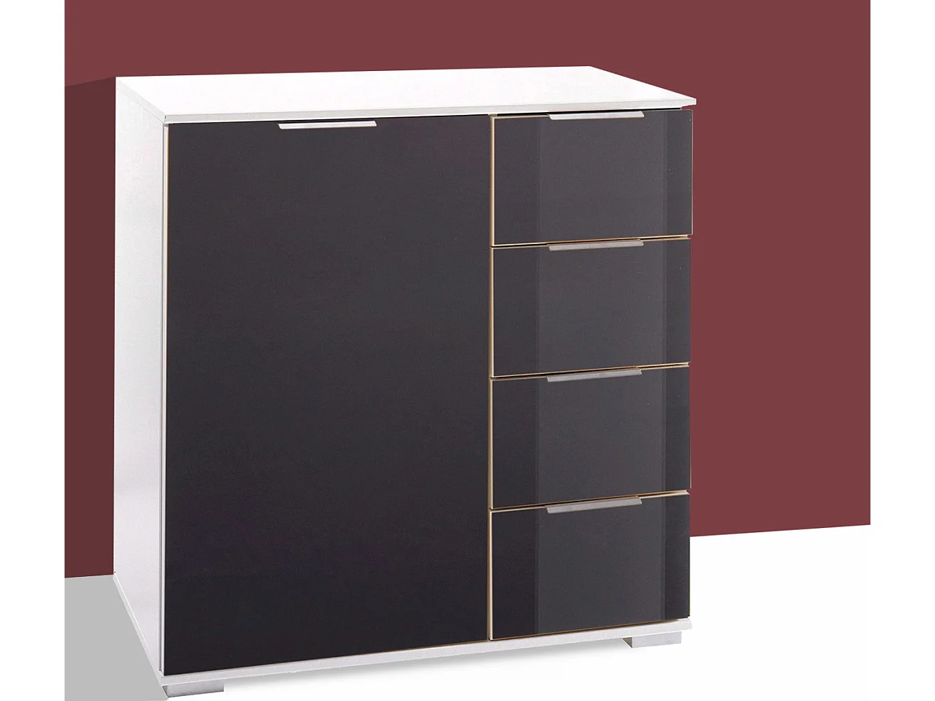 KOMMODE Easy Plus weiß / Grauglas 82 / 41 / 83cm