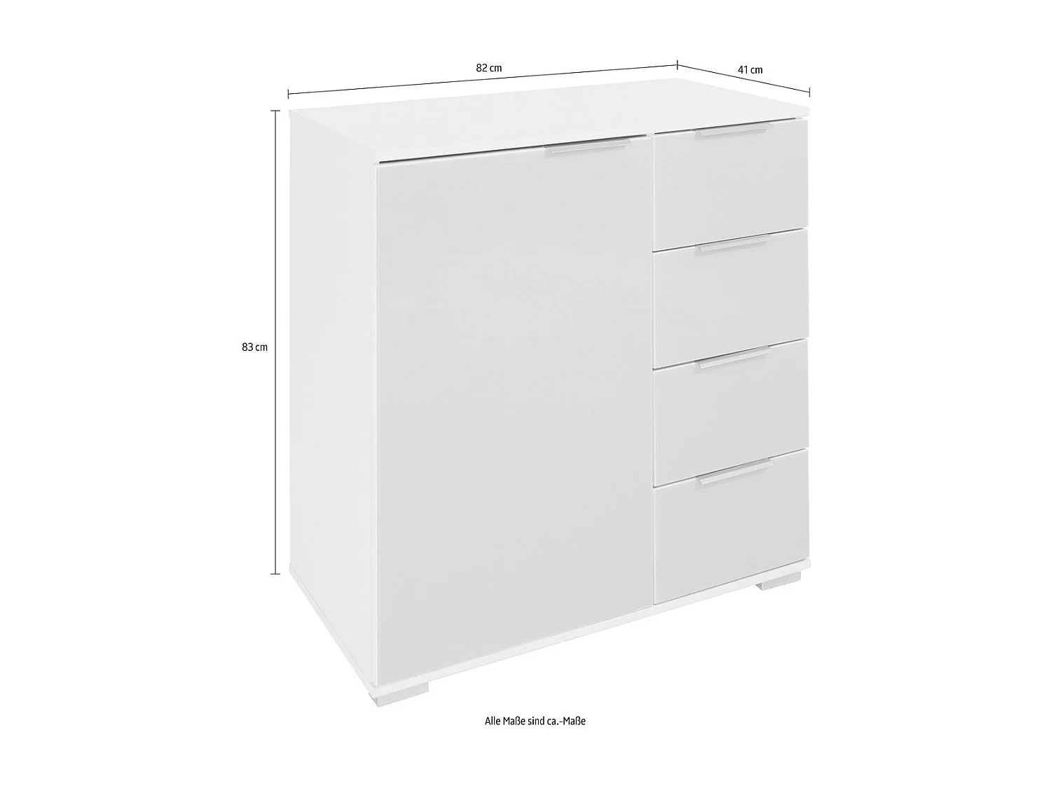 KOMMODE Easy Plus weiß / Grauglas 82 / 41 / 83cm