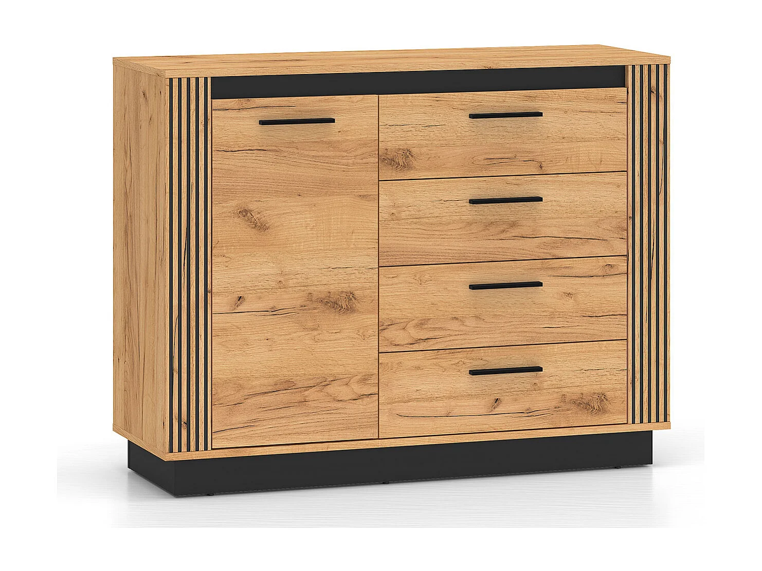 KOMMODE Urso Gold Craft Eiche / Schwarz 115 / 40 / 90 cm