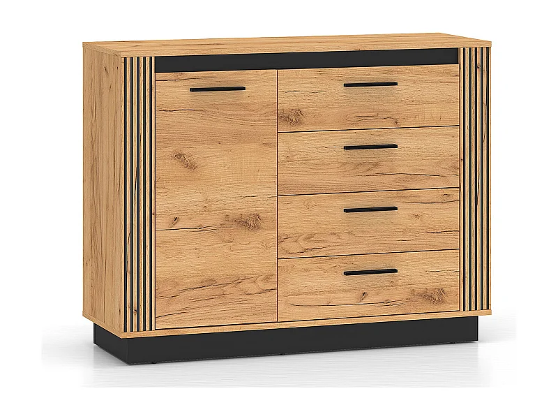 KOMMODE Urso Gold Craft Eiche / Schwarz 115 / 40 / 90 cm