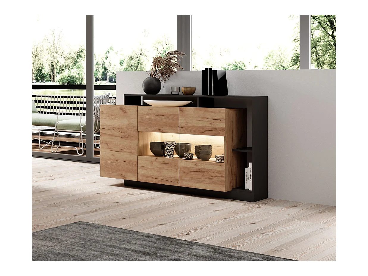 KOMMODE Alva Craft Gold Oak / anthrazit 155 / 44 / 93,5cm