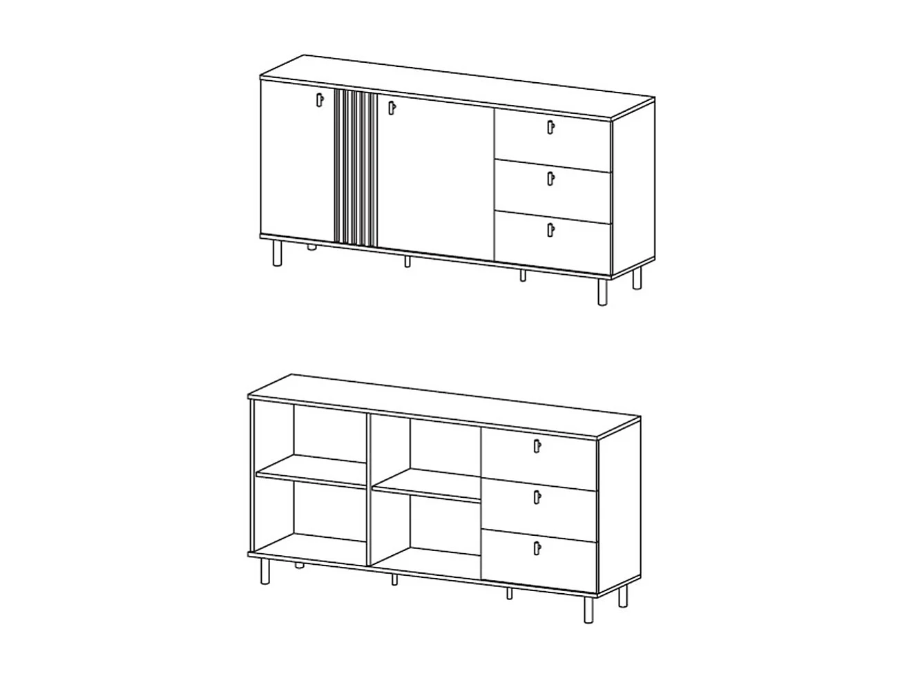 SIDEBOARD Madis sand grange eiche / anthrazit 165,1 cm / 40 cm / 82,2 cm