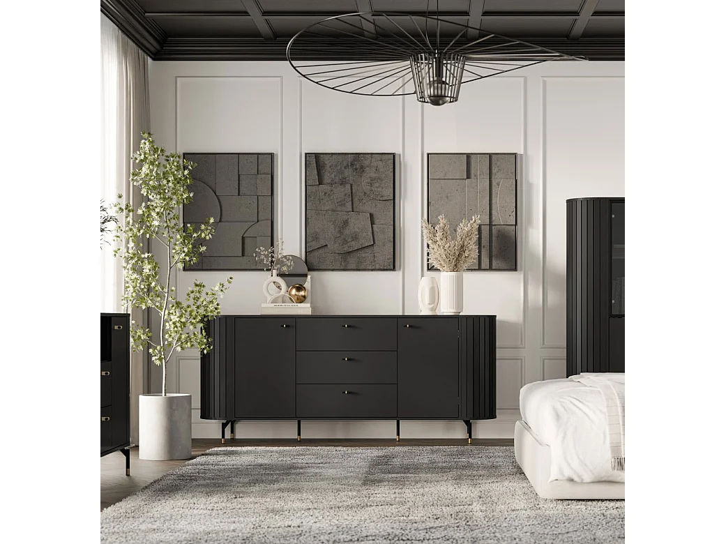 SIDEBOARD Zama schwarz 190 / 40 / 81 cm