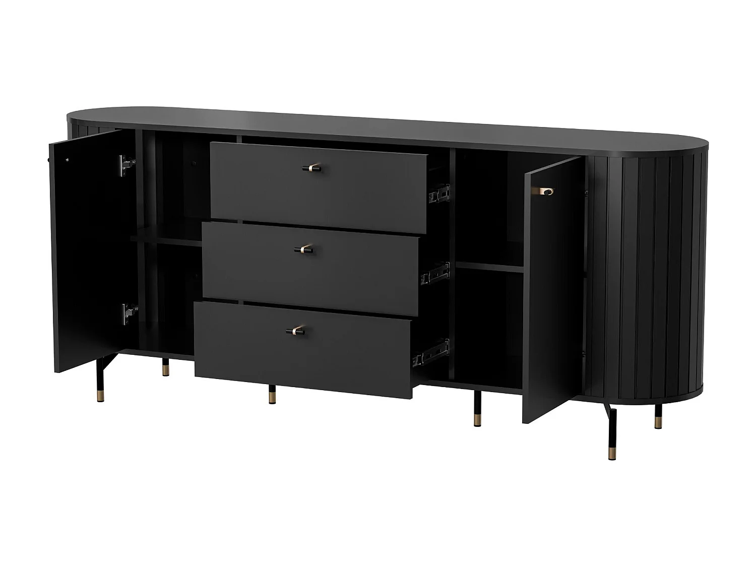 SIDEBOARD Zama schwarz 190 / 40 / 81 cm