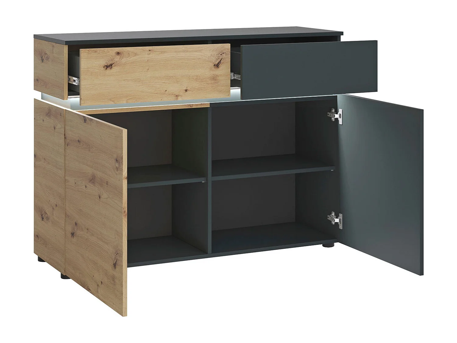 KOMMODE Luci Eiche Artisan / grau 120 / 40 / 90cm