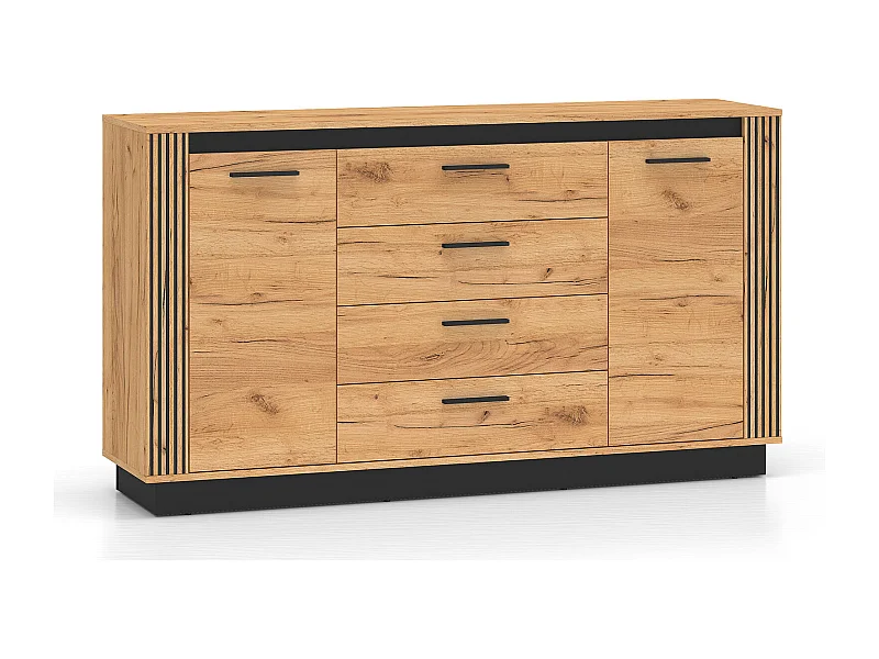 KOMMODE Urso Gold Craft Eiche / Schwarz 160 / 40 / 90 cm