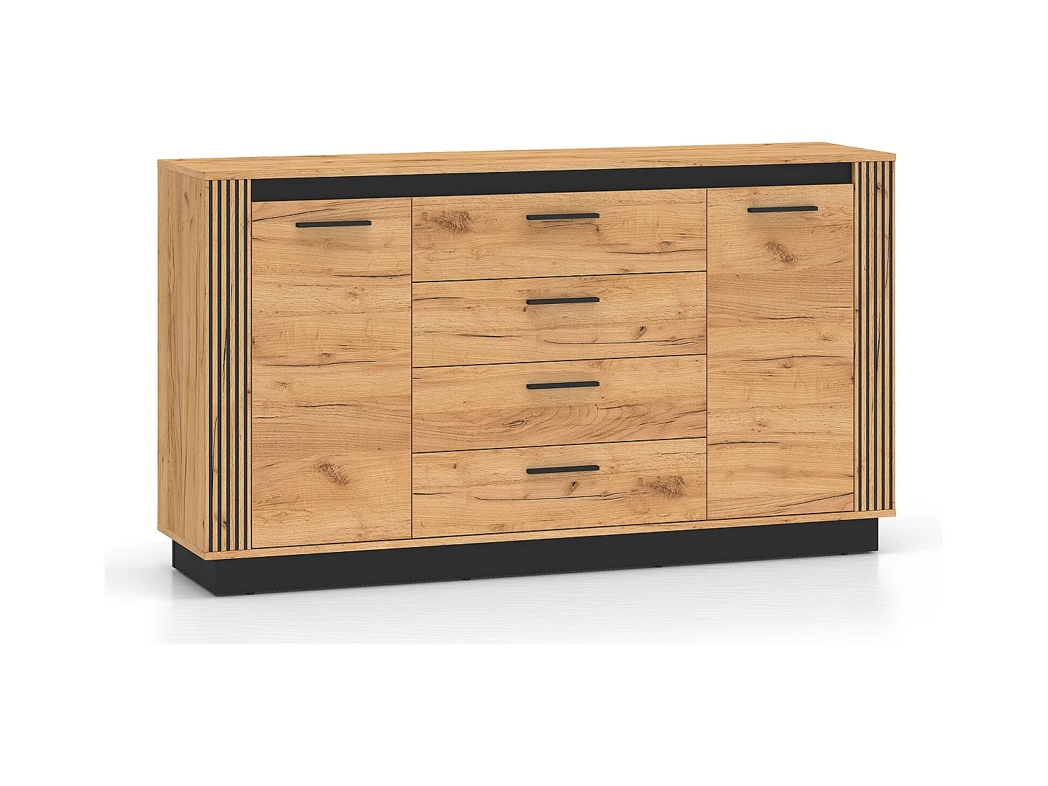 KOMMODE Urso Gold Craft Eiche / Schwarz 160 / 40 / 90 cm