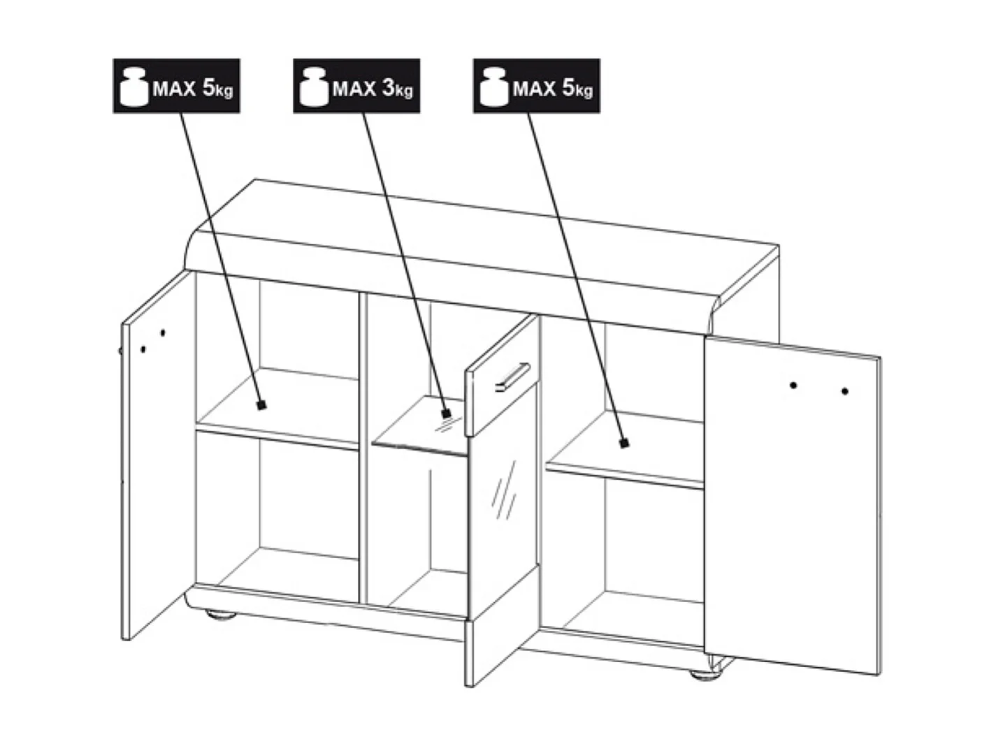 KOMMODE Link E eiche sonoma 120 / 42 / 86 cm