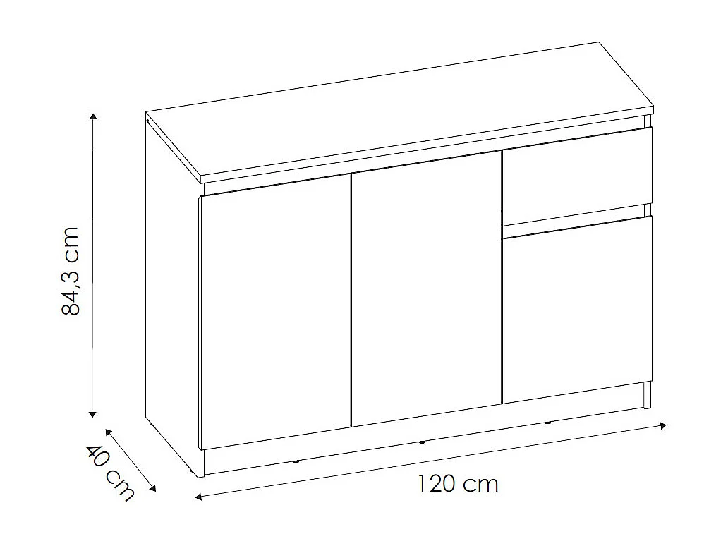 KOMMODE City weiß 120 / 40 / 84cm