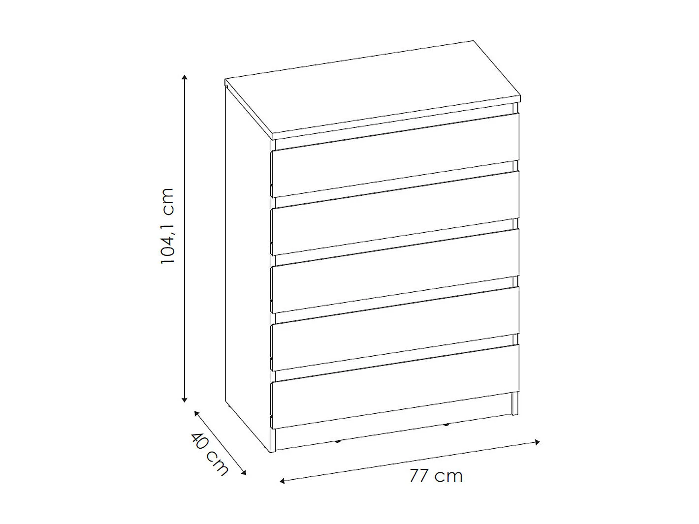 KOMMODE City weiß 77 / 40 / 104cm