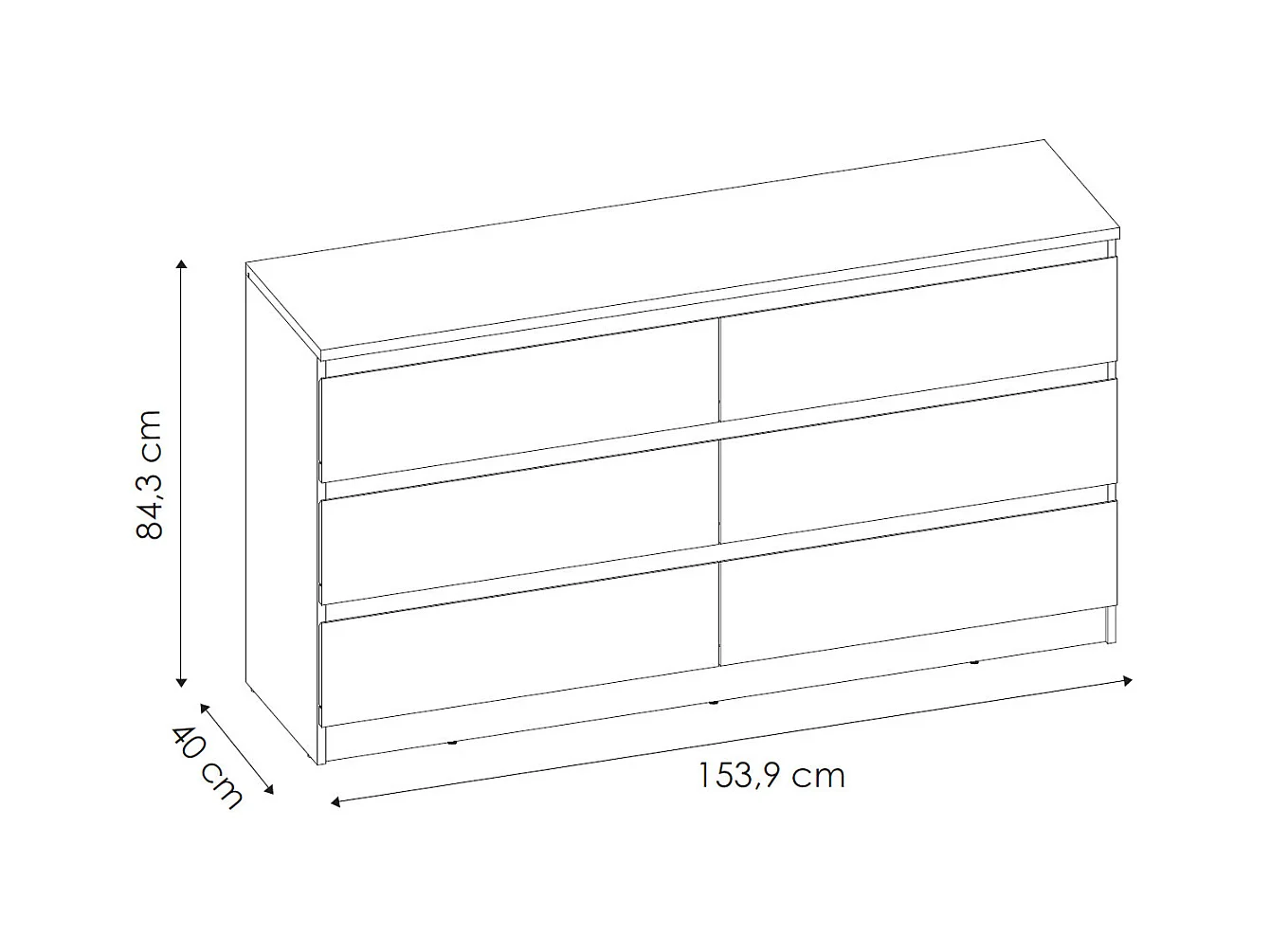 KOMMODE City weiß 154 / 40 / 84cm