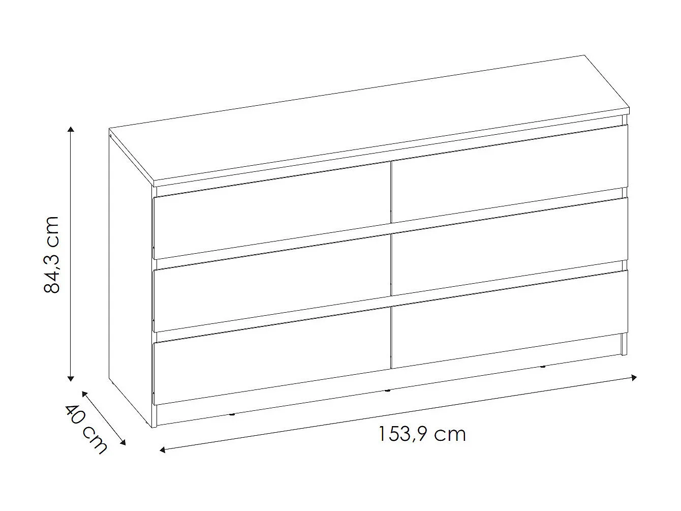 KOMMODE City weiß 154 / 40 / 84cm
