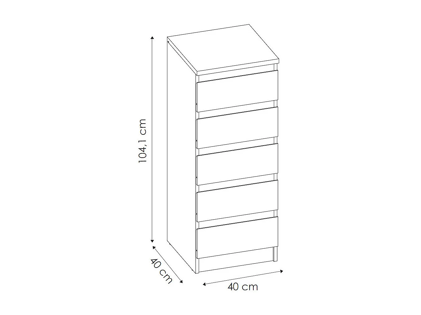 KOMMODE City weiß 40 / 40 / 104cm