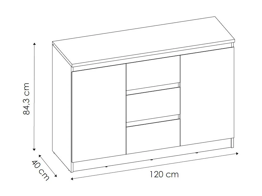 KOMMODE City weiß 120 / 40 / 84cm