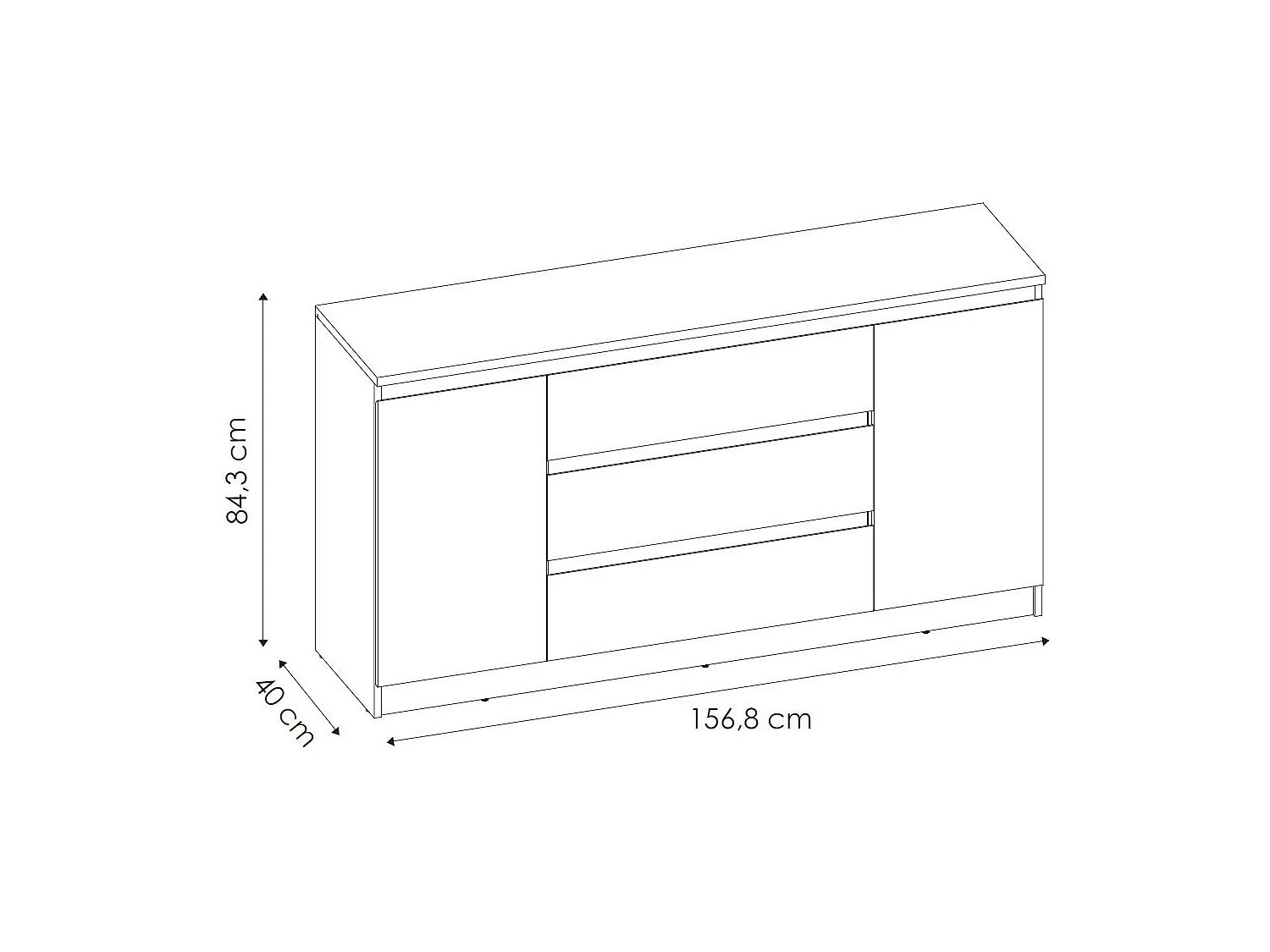 KOMMODE City weiß 154 / 40 / 84cm