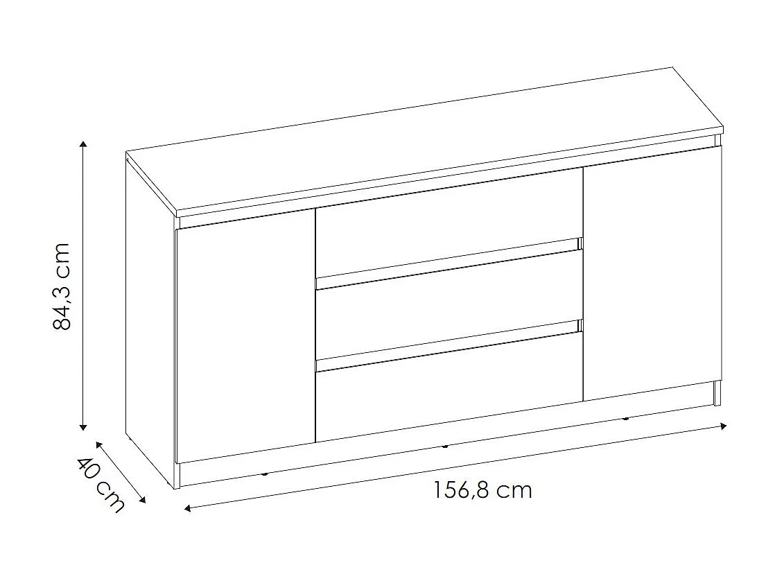 KOMMODE City weiß 154 / 40 / 84cm
