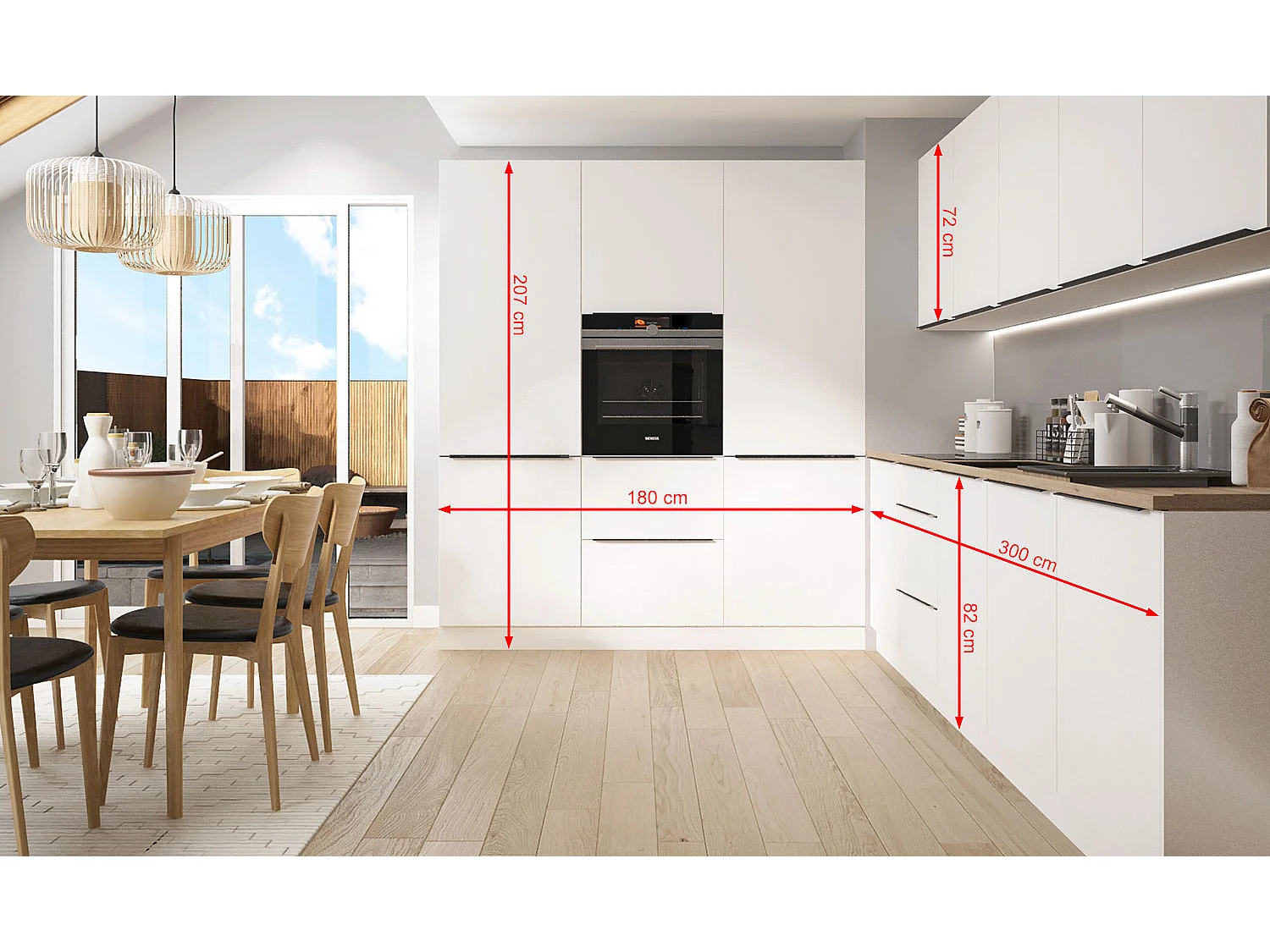 KÜCHENZEILE MIT KÜCHENBLOCK Bonn Weiß Matt 14-teilig
