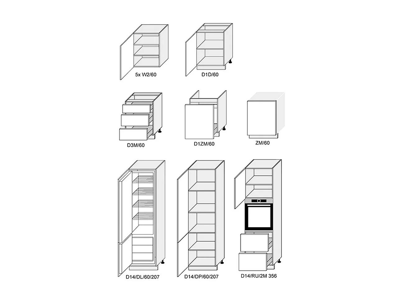 KÜCHENZEILE MIT KÜCHENBLOCK Bonn Weiß Matt 14-teilig