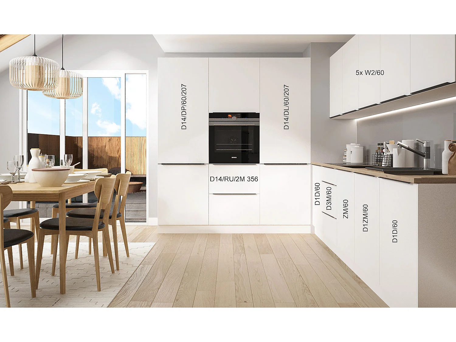 KÜCHENZEILE MIT KÜCHENBLOCK Bonn Weiß Matt 14-teilig