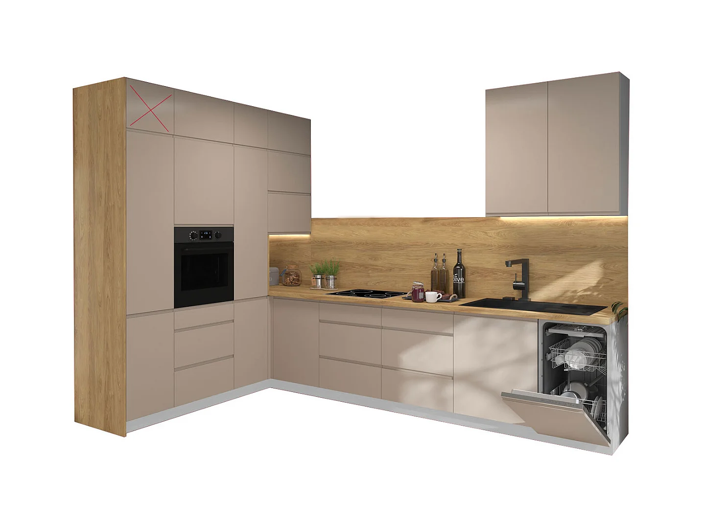 KÜCHENZEILE AVELLINO Korpus stone grey matt / grau 15-teilig