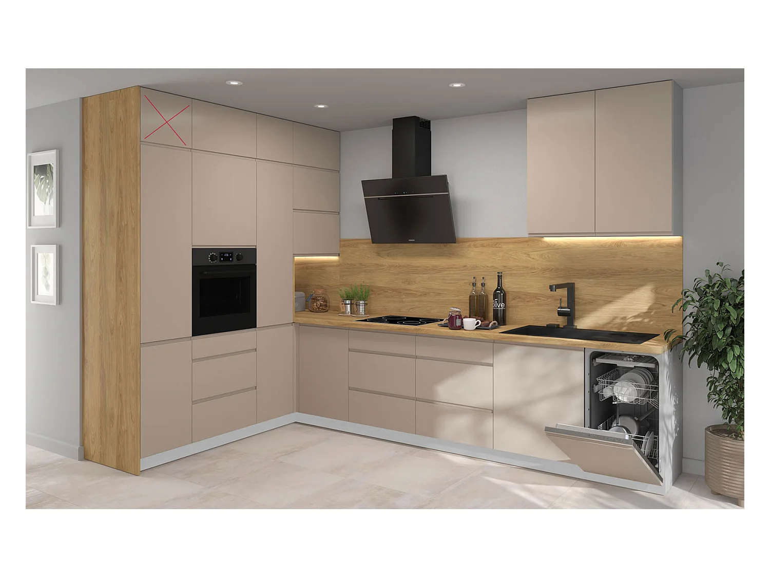 KÜCHENZEILE AVELLINO Korpus stone grey matt / grau 15-teilig