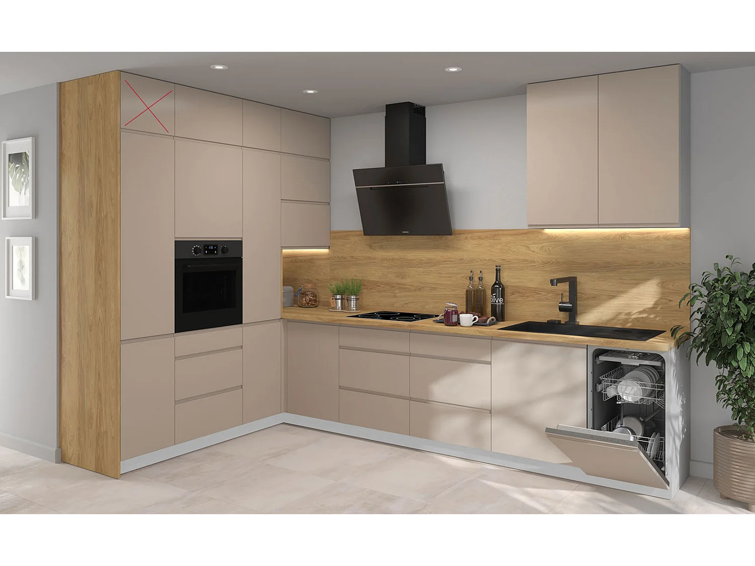 KÜCHENZEILE AVELLINO Korpus stone grey matt / grau 15-teilig