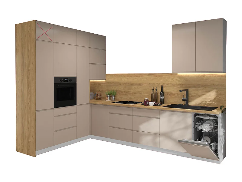 KÜCHENZEILE AVELLINO Korpus stone grey matt / grau 15-teilig