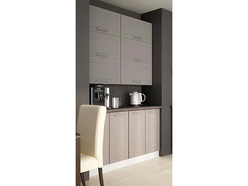 KÜCHENZEILE Kvantum Artisan Eiche / Beige Matt 120 / 50 / 240 cm (8-teilig)