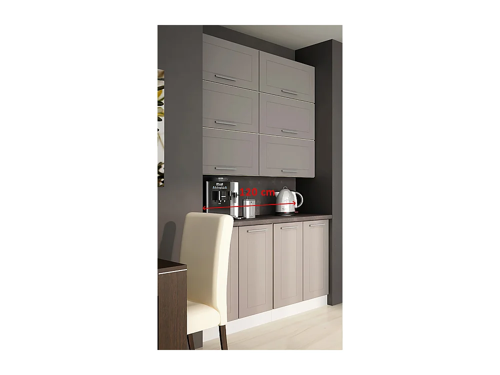 KÜCHENZEILE Kvantum Artisan Eiche / Beige Matt 120 / 50 / 240 cm (8-teilig)