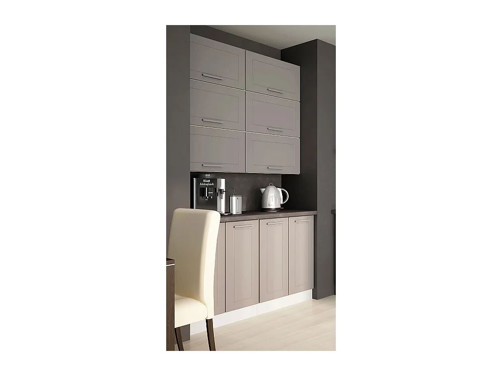 KÜCHENZEILE Kvantum Artisan Eiche / Beige Matt 120 / 50 / 240 cm (8-teilig)