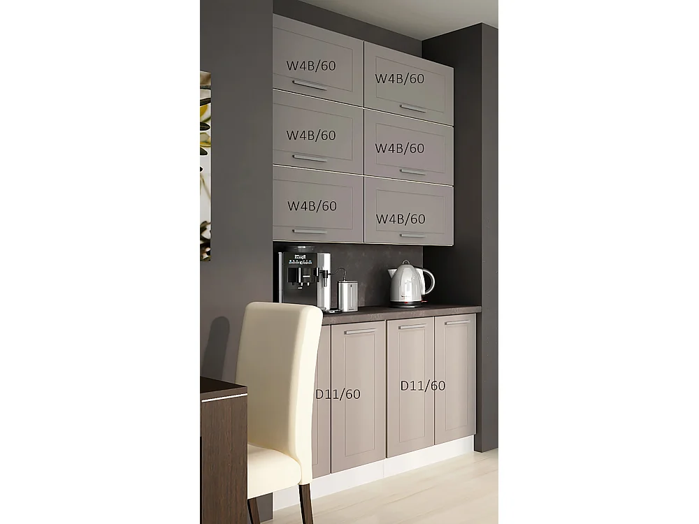 KÜCHENZEILE Kvantum Artisan Eiche / Beige Matt 120 / 50 / 240 cm (8-teilig)