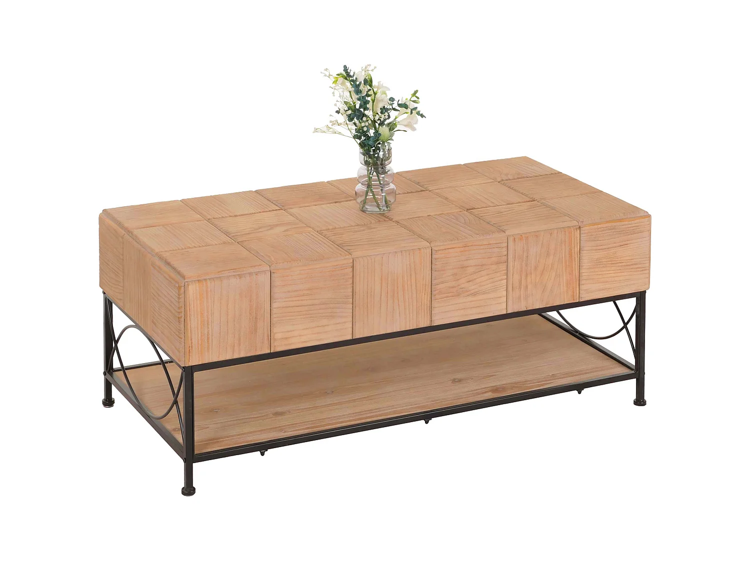 Tavolino MCW-N30, tavolo da salotto divano tavolino, ripiano in legno massiccio MDF, 51x120x61cm