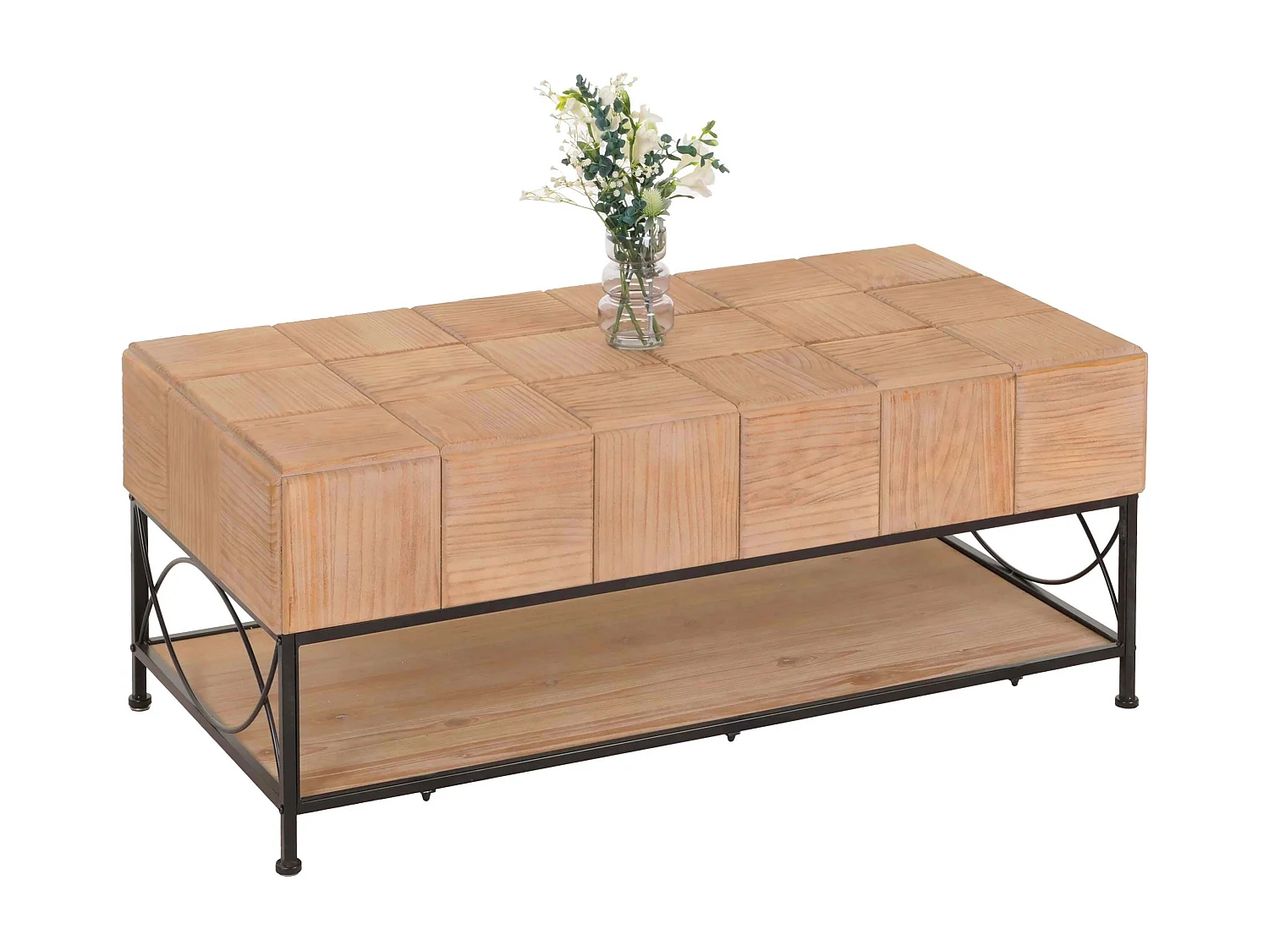 Couchtisch MCW-N30, Wohnzimmertisch Tisch Sofatisch Beistelltisch, Ablage Massiv-Holz MDF, 51x120x61cm