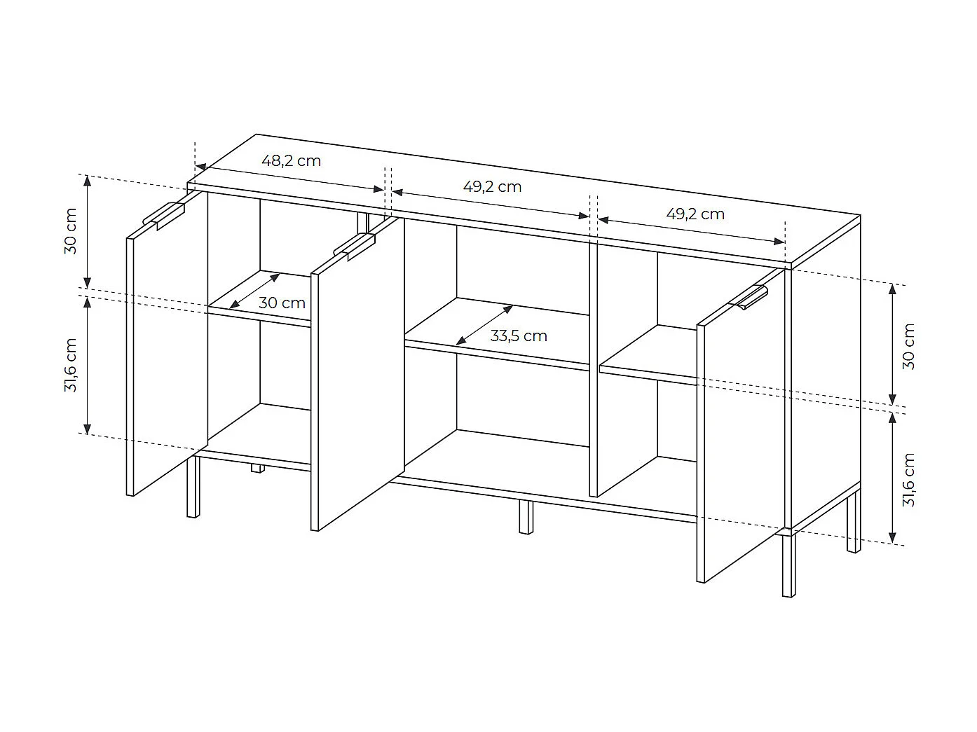 SIDEBOARD Lars anthrazit / gold 153,1 / 39,5 / 81,4 cm