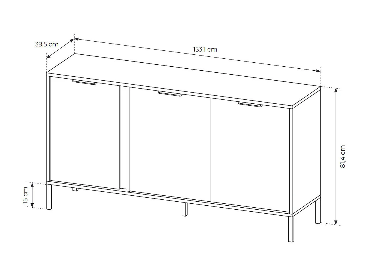 SIDEBOARD Lars anthrazit / gold 153,1 / 39,5 / 81,4 cm