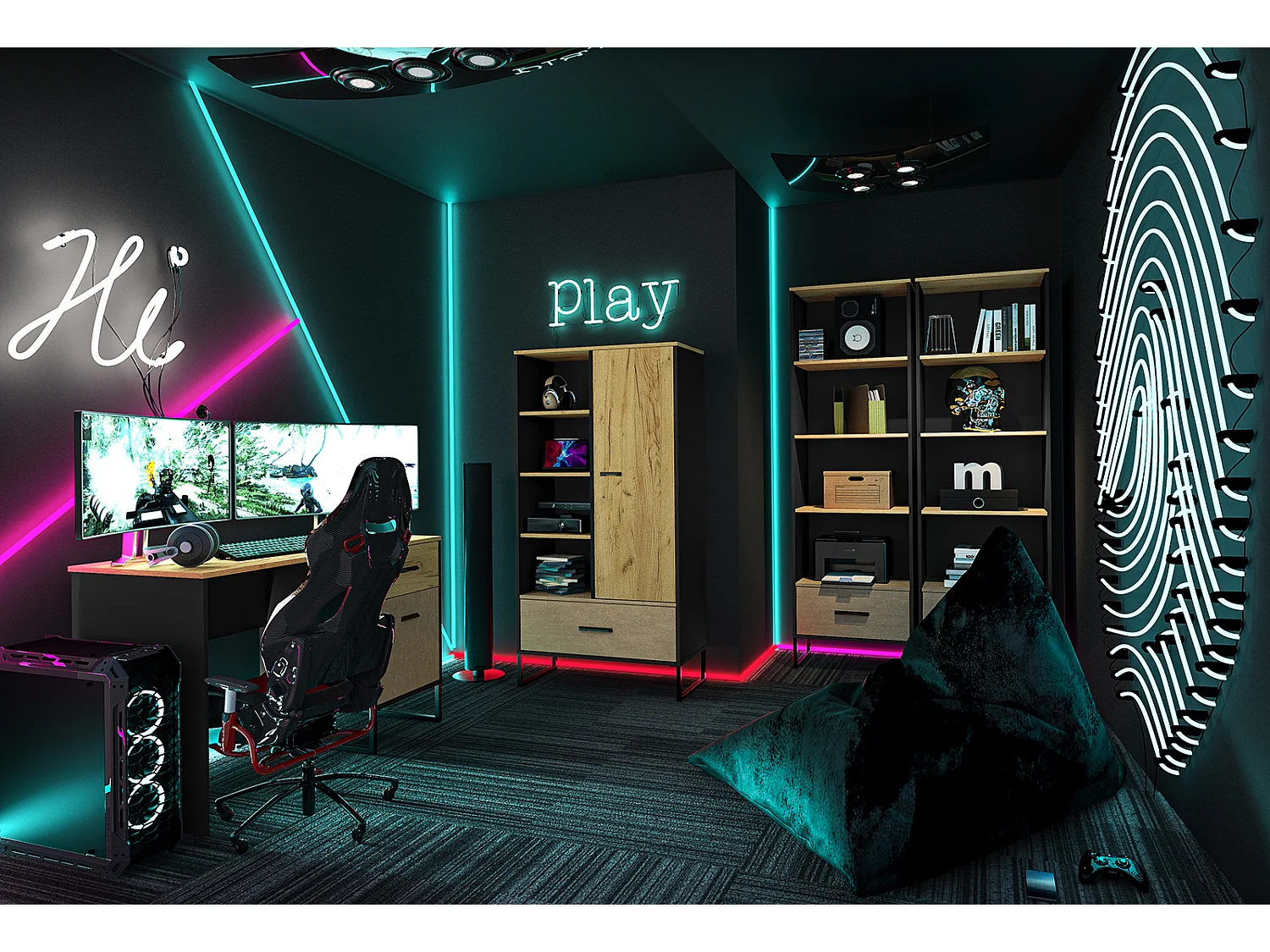 KOMMODE Colt schwarz / Craft Gold Eiche / Premium Steel 92 / 40 / 90cm