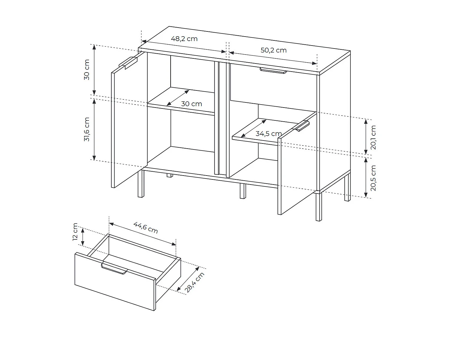 SIDEBOARD Lars anthrazit / gold 103,3 / 39,5 / 81,4cm